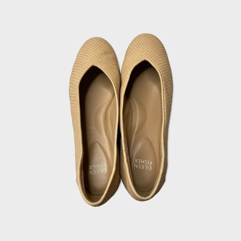 𝅺eileen Fisher Rosewater Patch 1 Snake-Embossed Ballerina Flats Size 7 - Picture 4 of 8